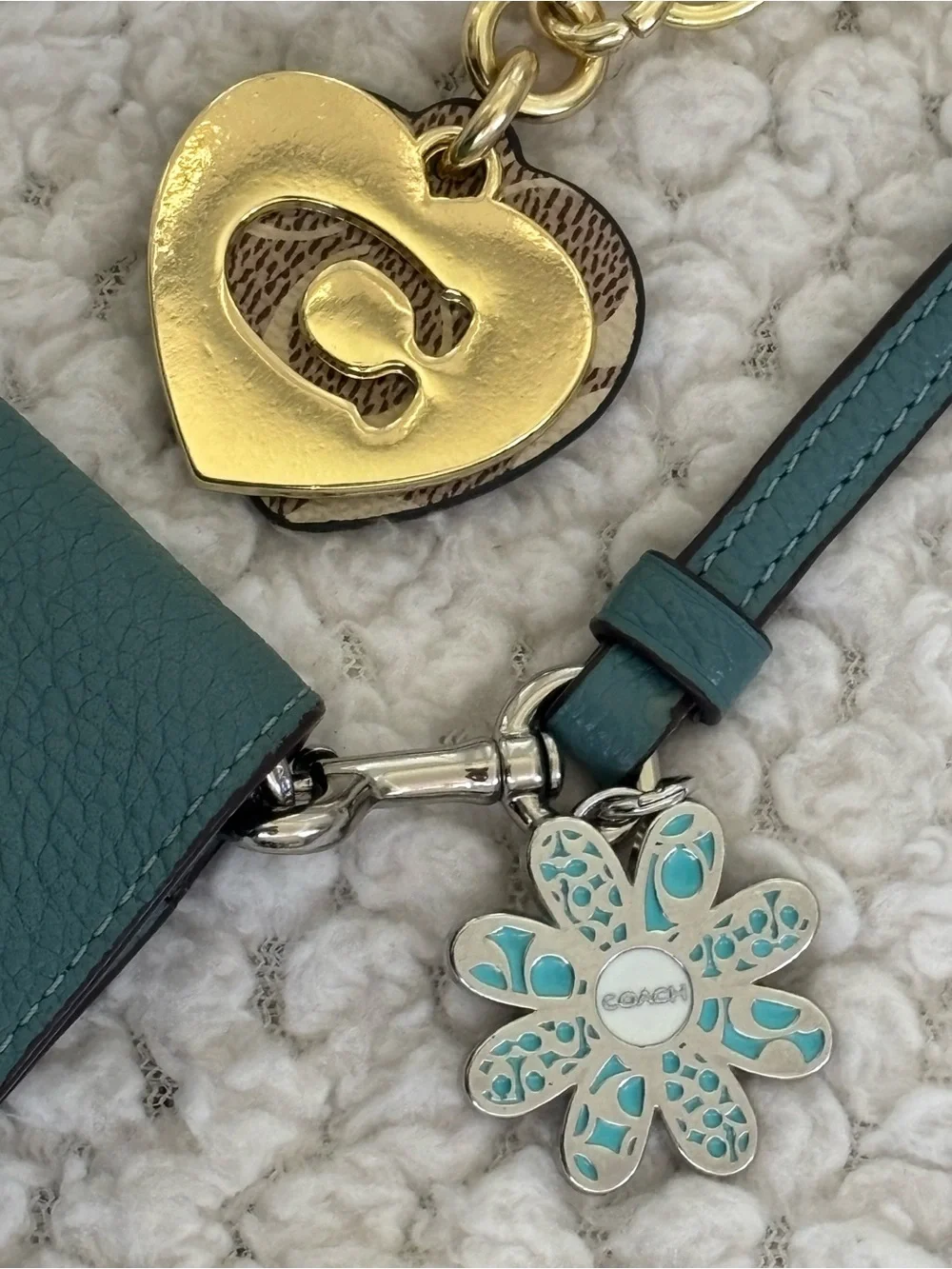 Authentic Coach Crossbody Wallet Purse w/ Authentic Repurposed Charms Keychains